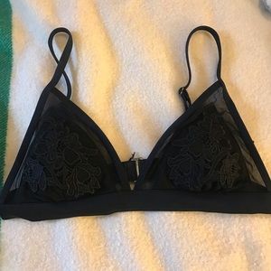 Mesh, flowery black bikini top